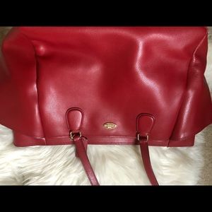 Coach-Red, leather, rarely used large tote bag.